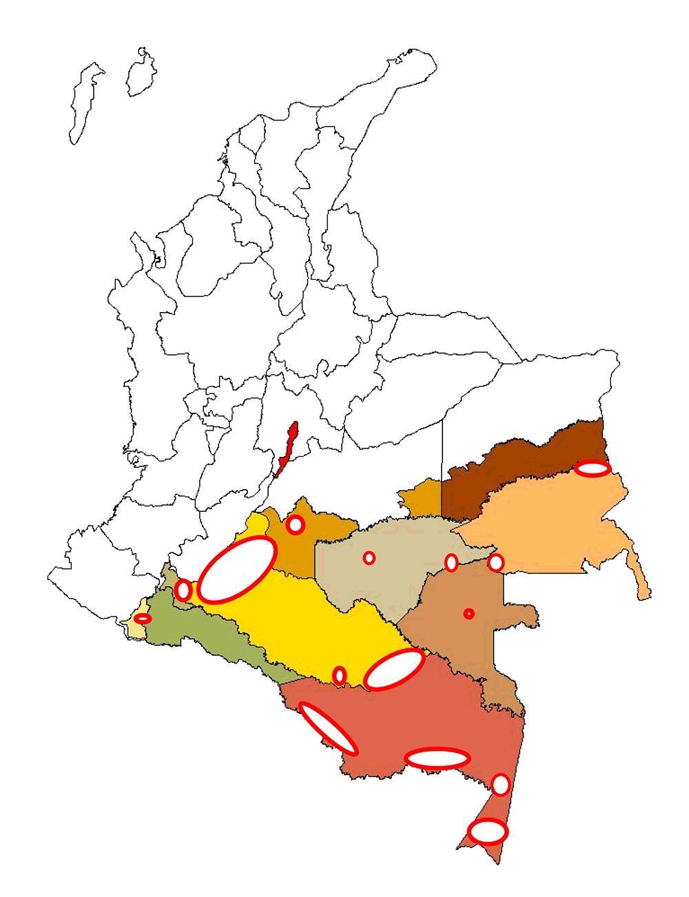 Mapa de la región Amazónica