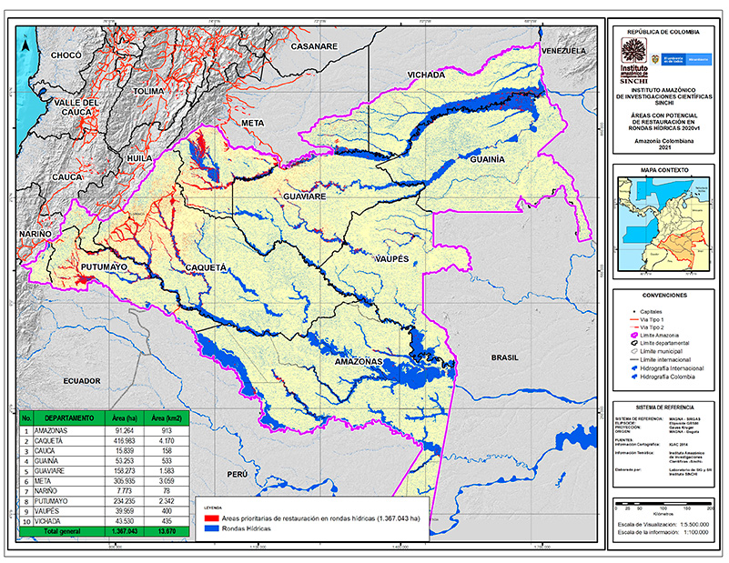 Áreas con potencial de restauración en rondas hídricas