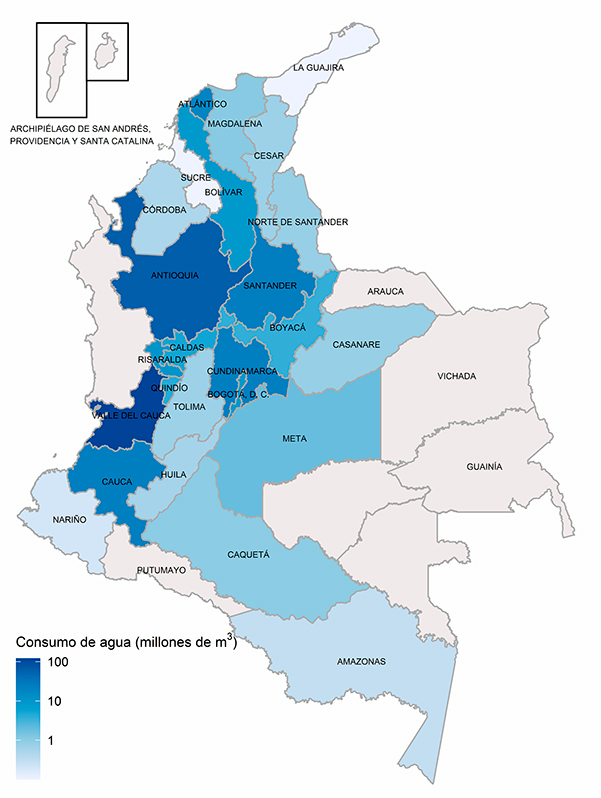 Consumo de agua a nivel departamental